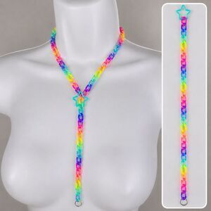 (Trapper Keeper) Kandi rainbow Rave lariat drop star necklace (custom bundles)